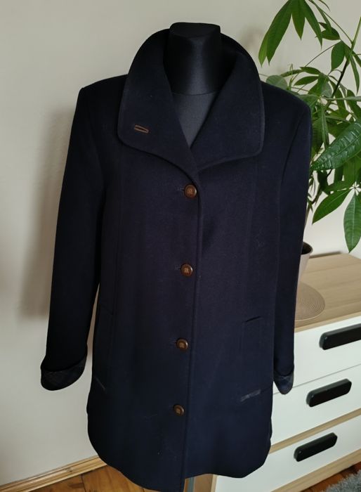 Granatowy męski płaszcz 70% wełna wool rozmiar XL