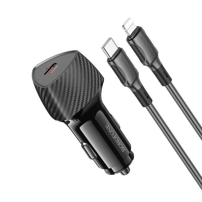 Borofone Ładowarka samochodowa BZ31B Typ C PD 30W z kablem czarna