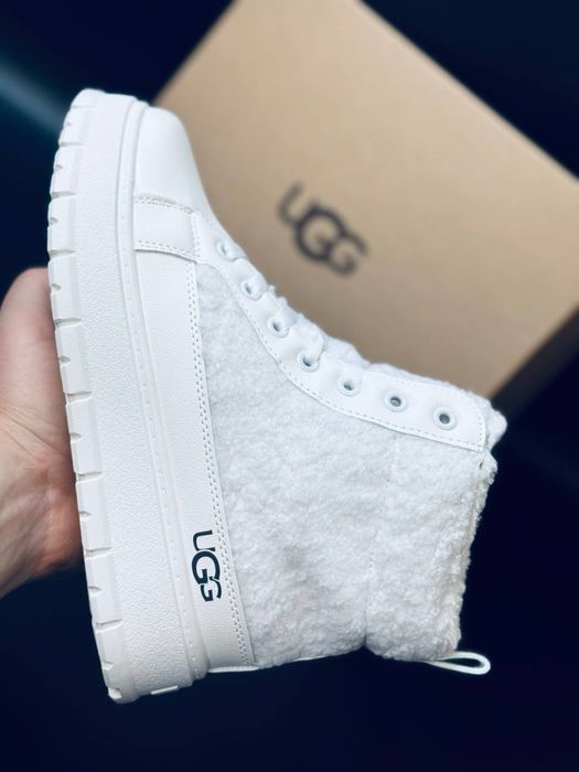 Кроссовки кеды сникерсы UGG / кожаные белые ботинки ugg/ угги ботінки
