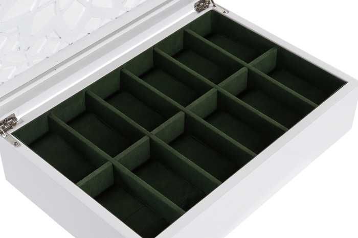 Caixa de 12 Relógios de Madeira Lacada Branca - 29x20x9cm By Arcoazul