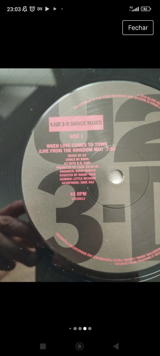 Vinyl U2 3-D DANCE MIXES usado 1 vez