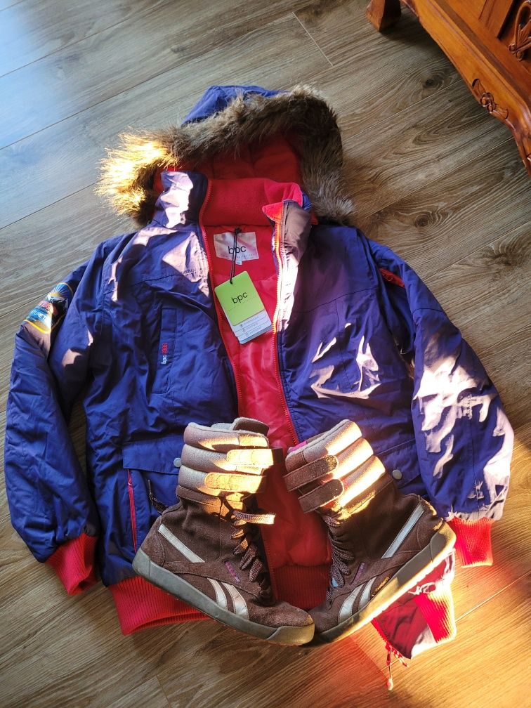 Kurtka zimowa nowa buty zimowe ocieplane reebok