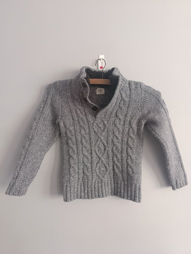 Bluza, sweterek chłopięcy, ciepły, zimowy, szary, 7-8 lat, Mini Boden