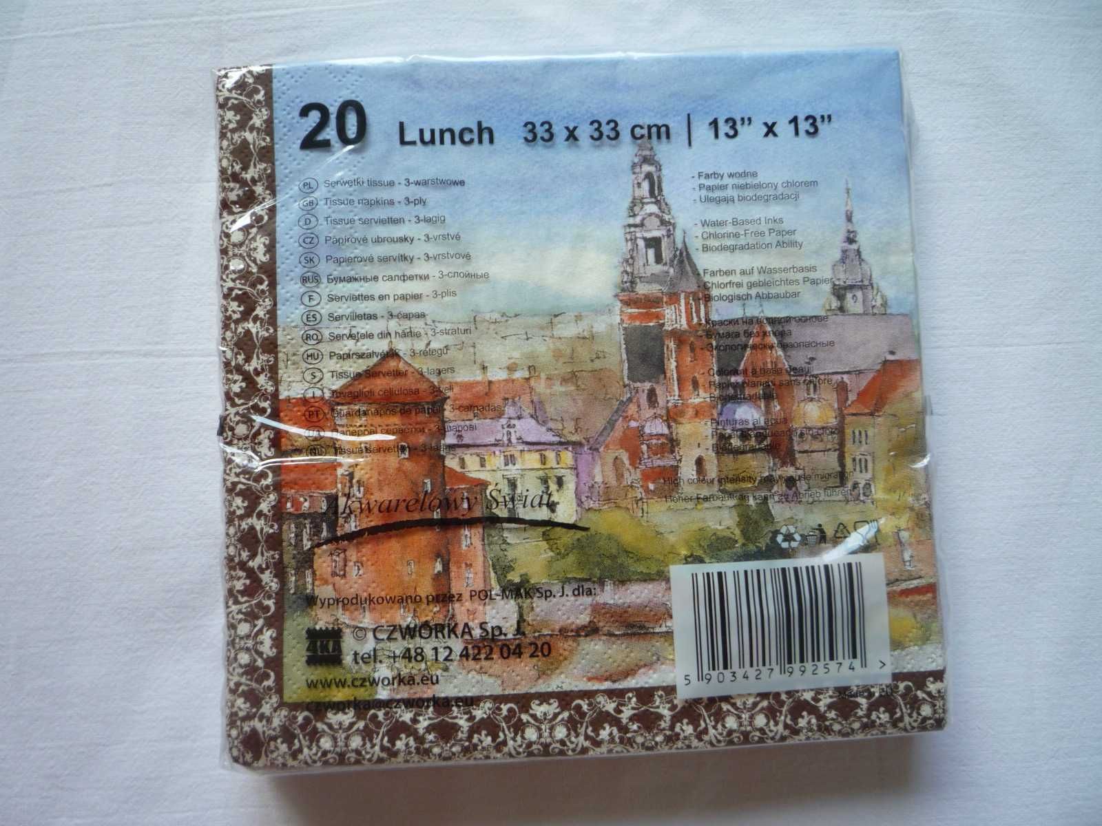 Serwetki papierowe miasto Kraków 20 sztuk Unikatowe serwetki