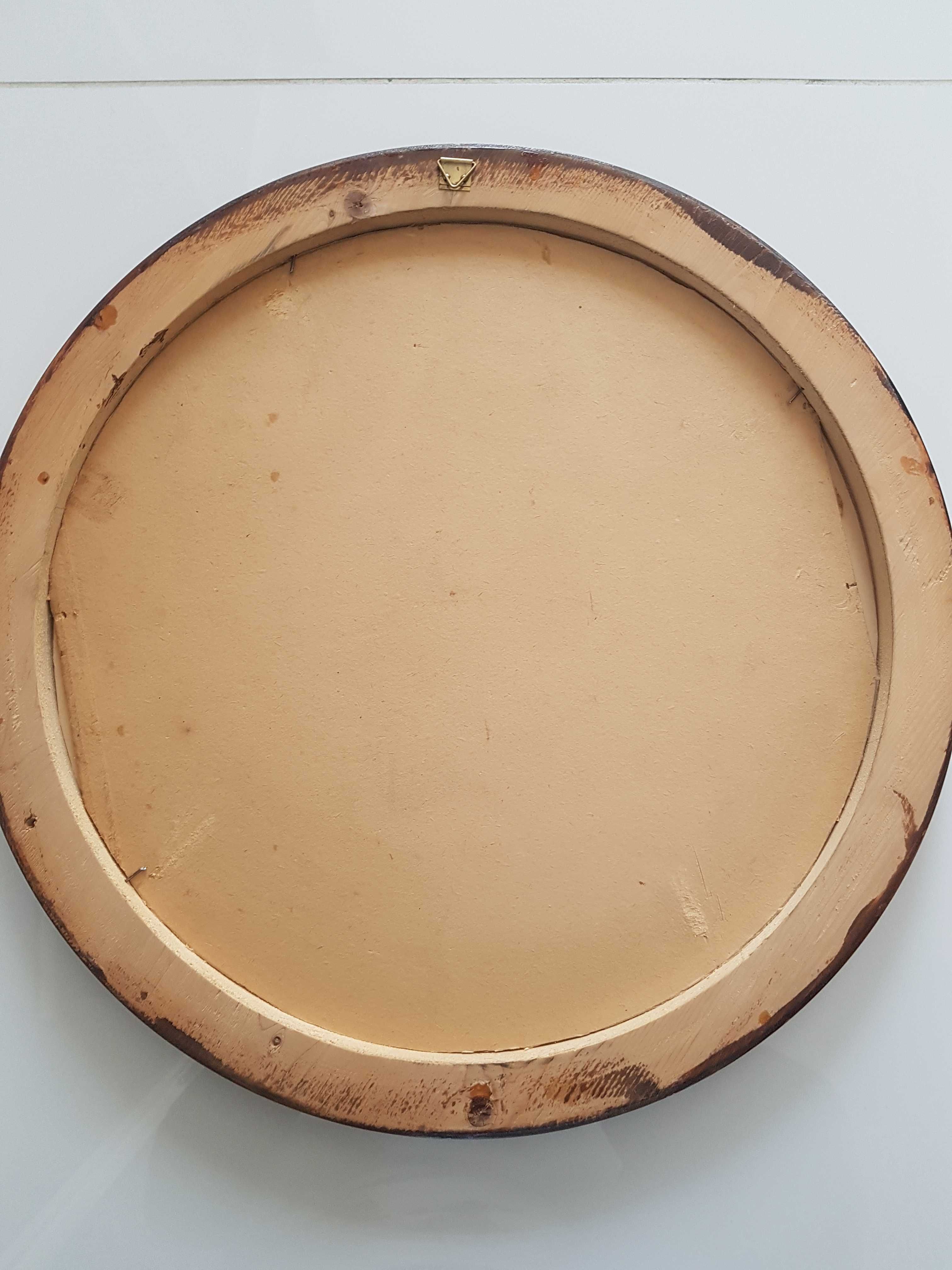 Olejny obraz malowany na płycie, śred. 40 cm.