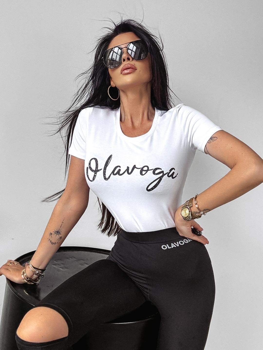 T-shirt damski Olavoga Mode S M czarny szary bialy