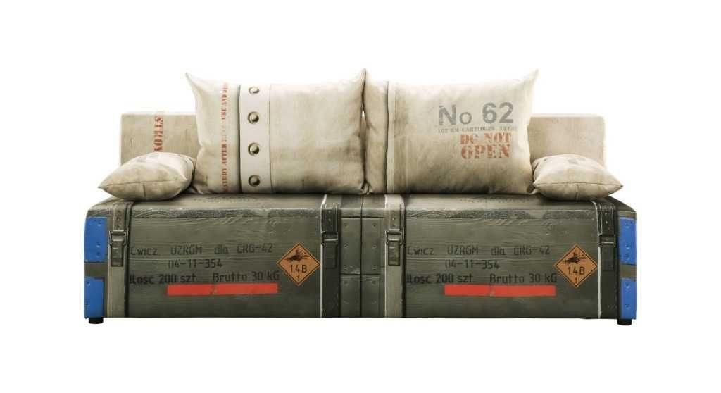 Sofa PLAY "Full Military" rozkładana z pojemnikiem na pościel