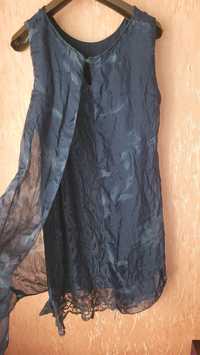 Платье сарафан  Италия шелк 100% с гипюром L-XL