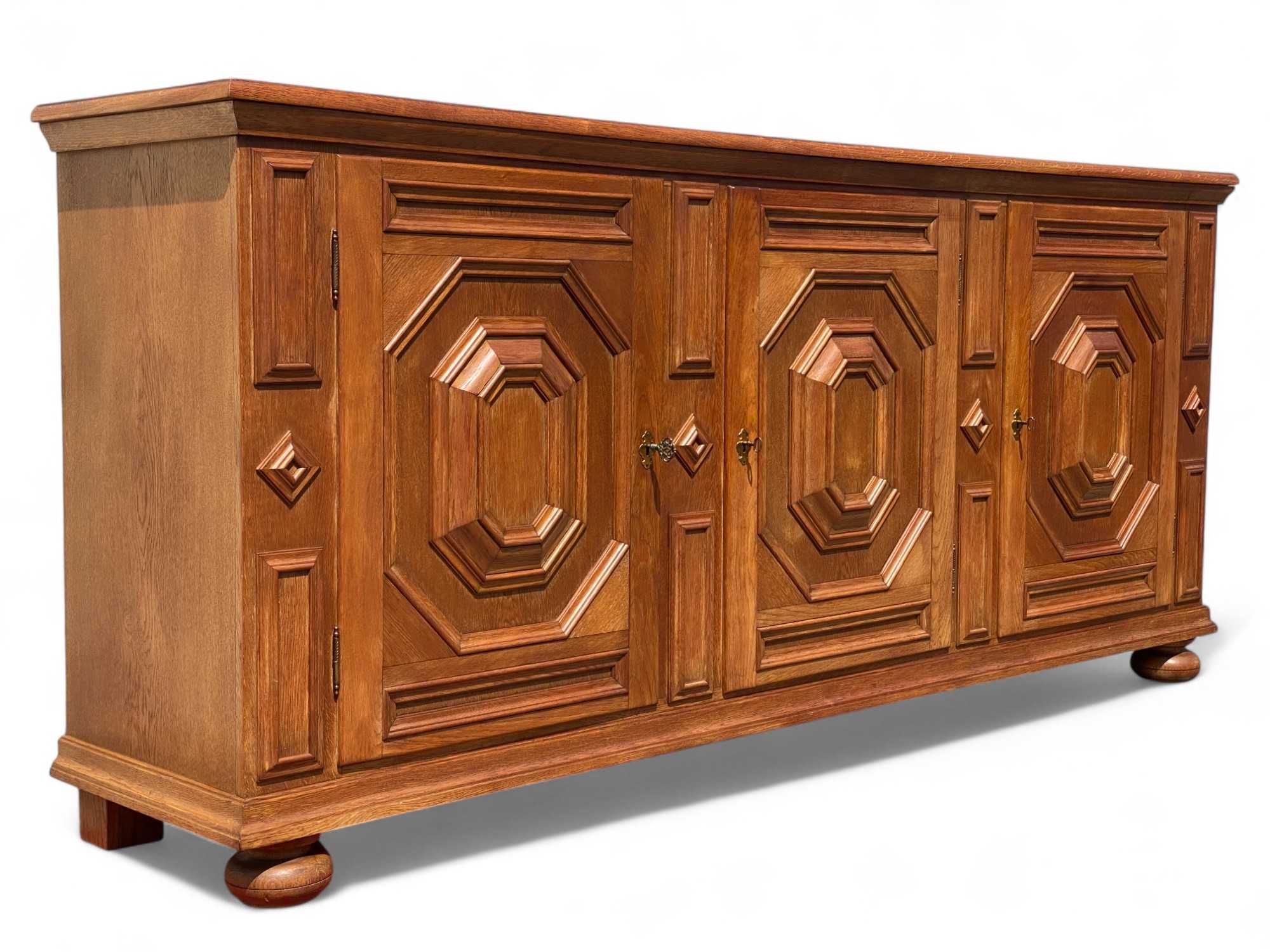 Rustykalna długa komoda dębowa sideboard