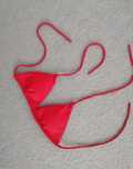 Czerwony kostium kąpielowy bikini stringi nowy wiązany sml xl