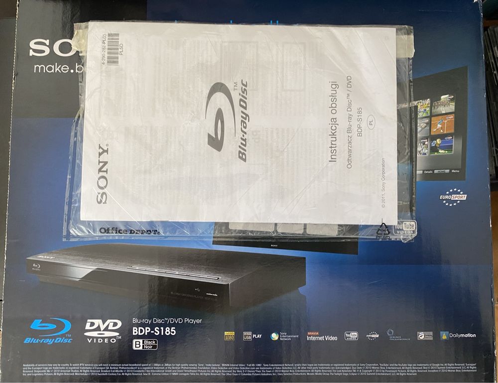 Odtwarzacz SONY BDP-S185 blu-ray, dvd, cd, FullHD, Internet