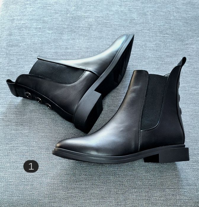 Жіночі натуральні шкіряні челсі осінні черевики чорні  36 40 41 42