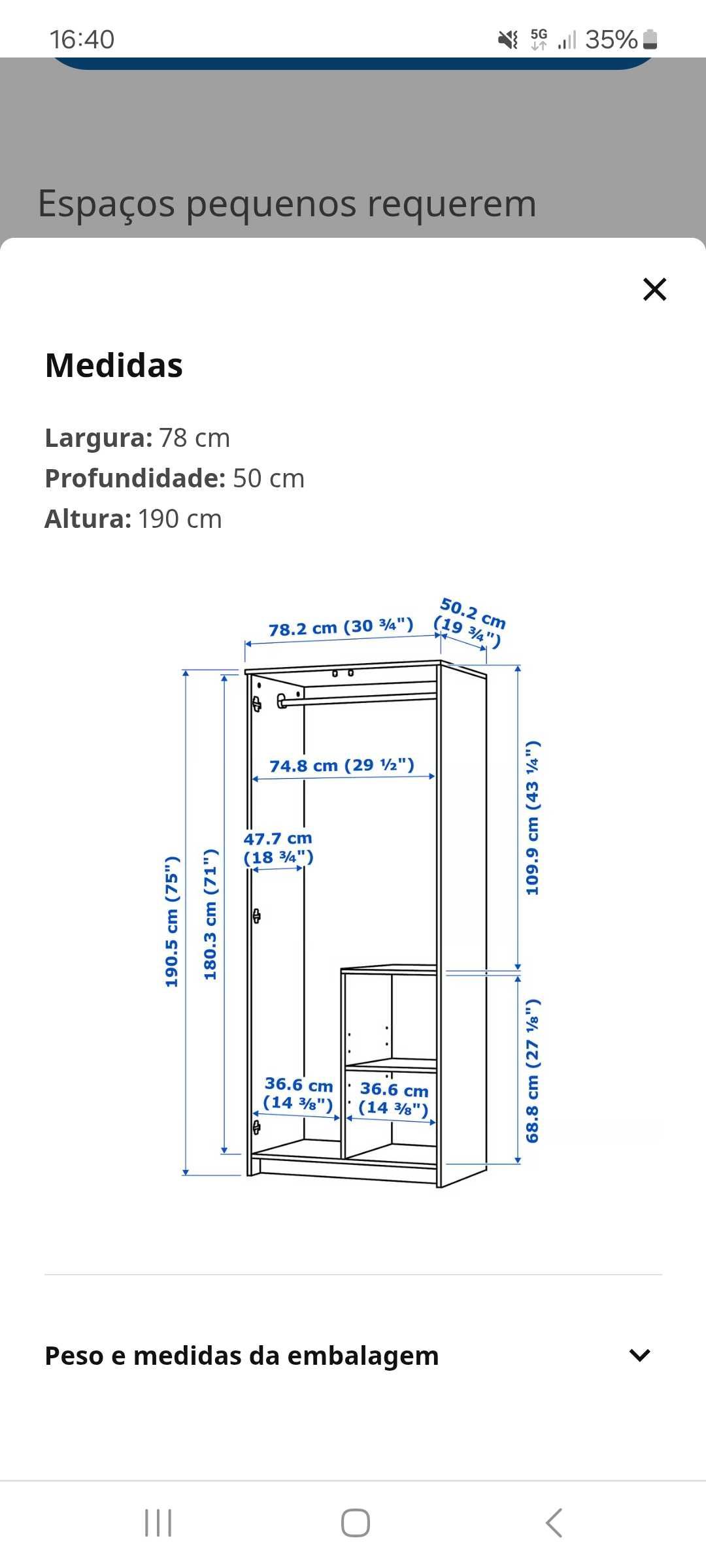 Roupeiro Ikea Brimnes 2 portas
