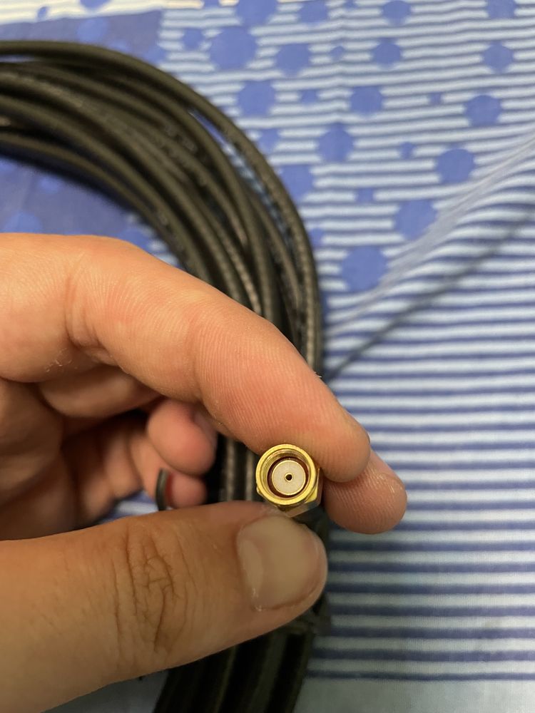 Кабель антенний wi-fi RF:SMB M/F 15m,50 Ohm RG-174 D=2.7mm Gold золото