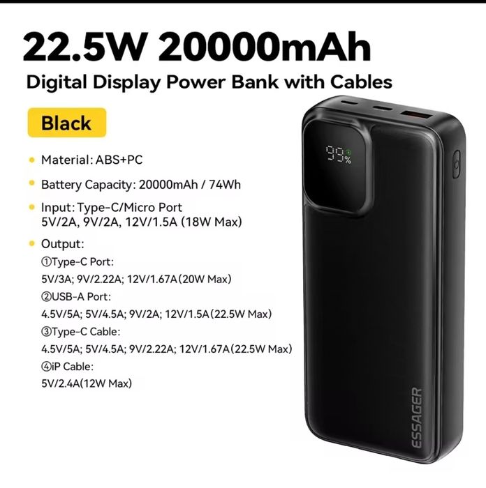 Baseus /Essager Power Bank 22,5W 20000mah