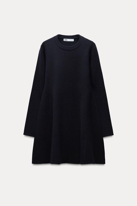 Стильна трикотажна тепла сукня Zara темно синя XL