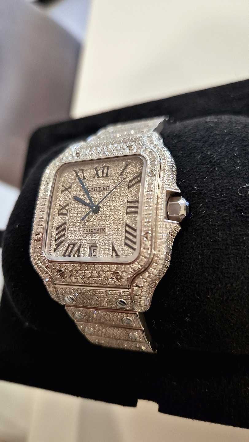 Zegarek Cartier Santos srebrny w diamentach