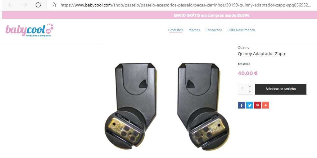 Adaptadores de carrinho Quinny zapp, xtra e xtra 2.0 para Babycoque