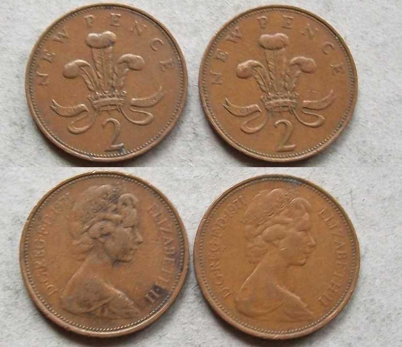 2 new pence 1971 Wielka Brytania zestaw