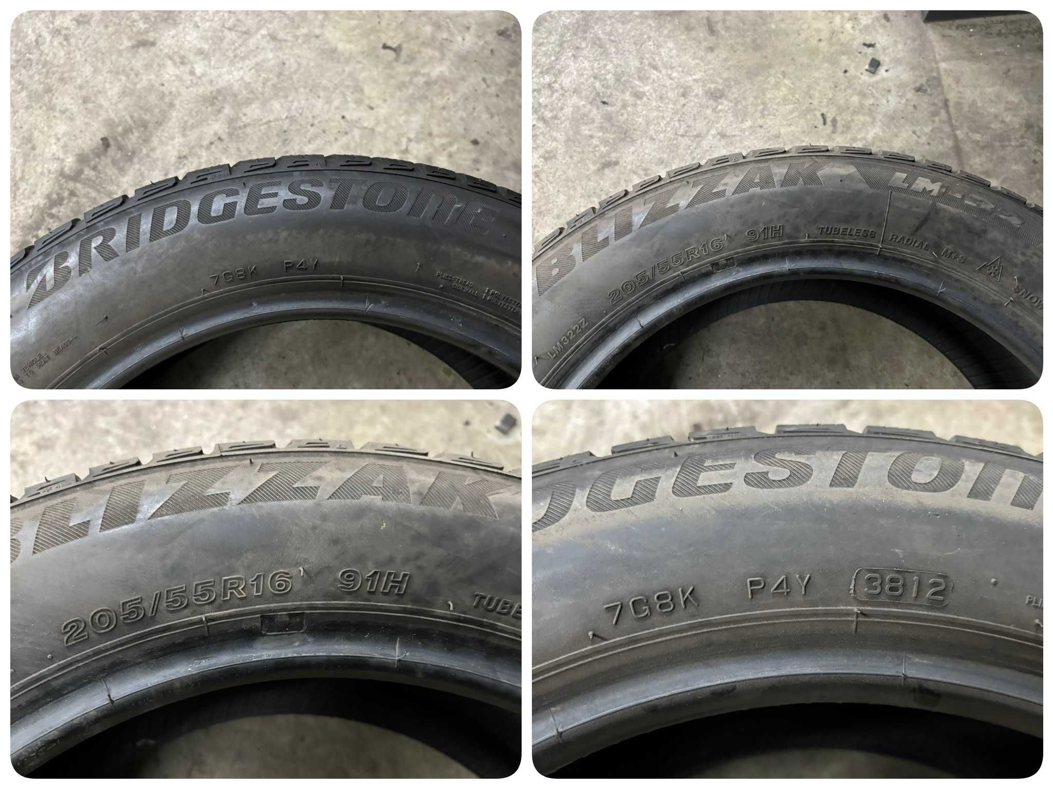 4X Opony Zimowe 205/55R16 91H BRIDGESTONE BLIZZAK LM-32 6.1MM Spr Całe