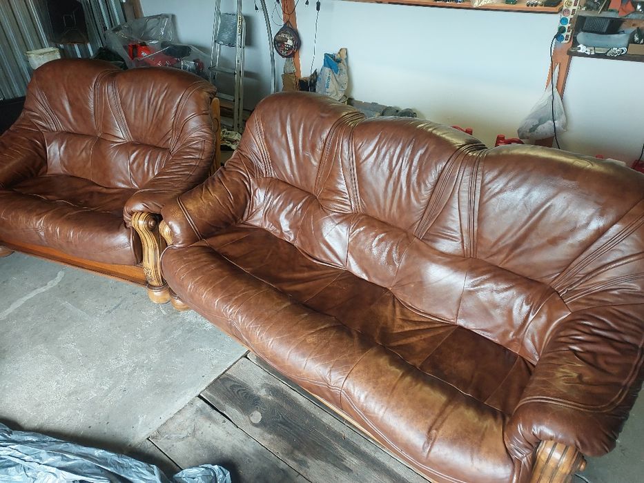 Kanapy skórzane, komplet wypoczynkowy