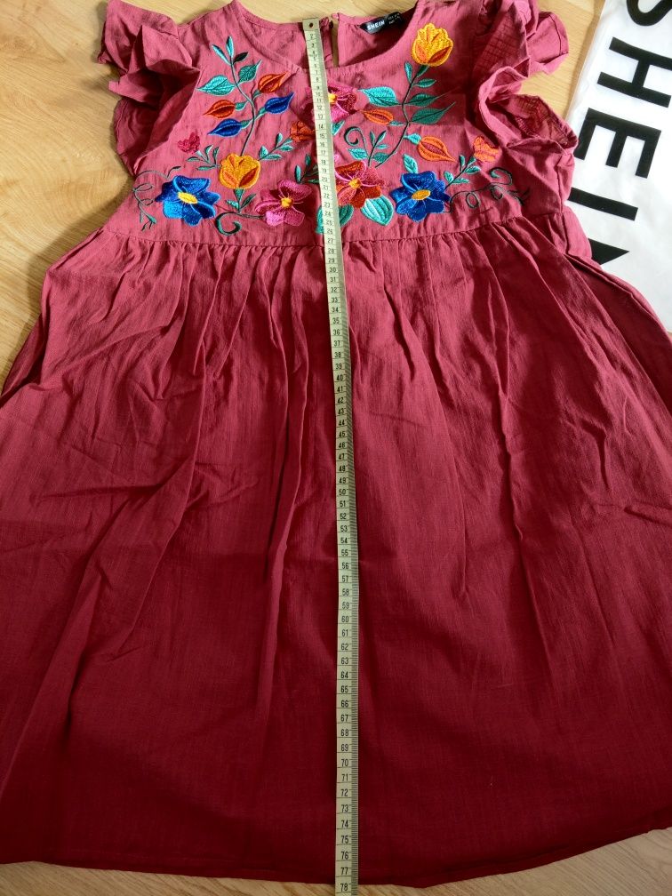 Nowa sukienka bawełna haft shein