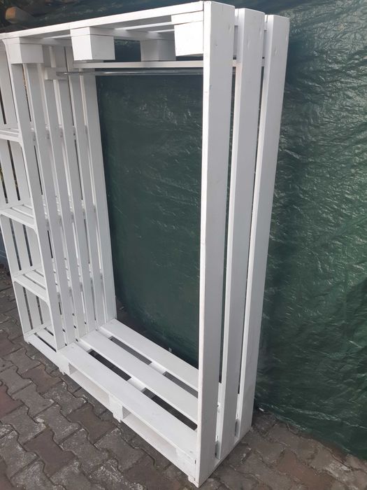 Mebel Wieszak Regał z palet 150x175cm Do przedpokoju Biały - Transport