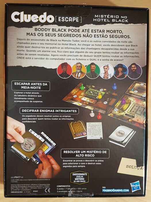 Jogo de Tabuleiro Cluedo - Mistério no Hotel Black
