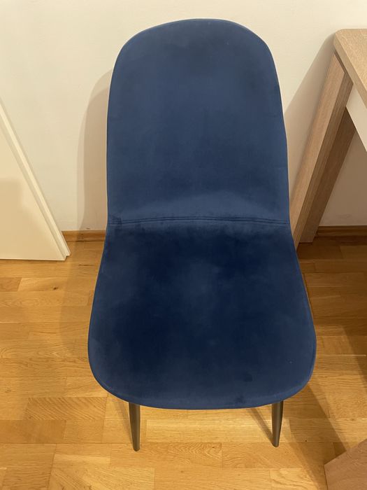 4 krzesła niebieskie welurowe