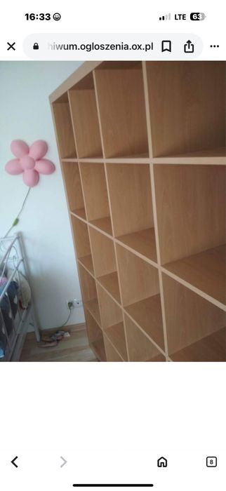 Regał ikea Kalax półki sosnowe jasne 182x182