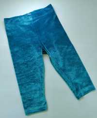 Niebieskie welurowe legginsy spodnie 74 cm F&F