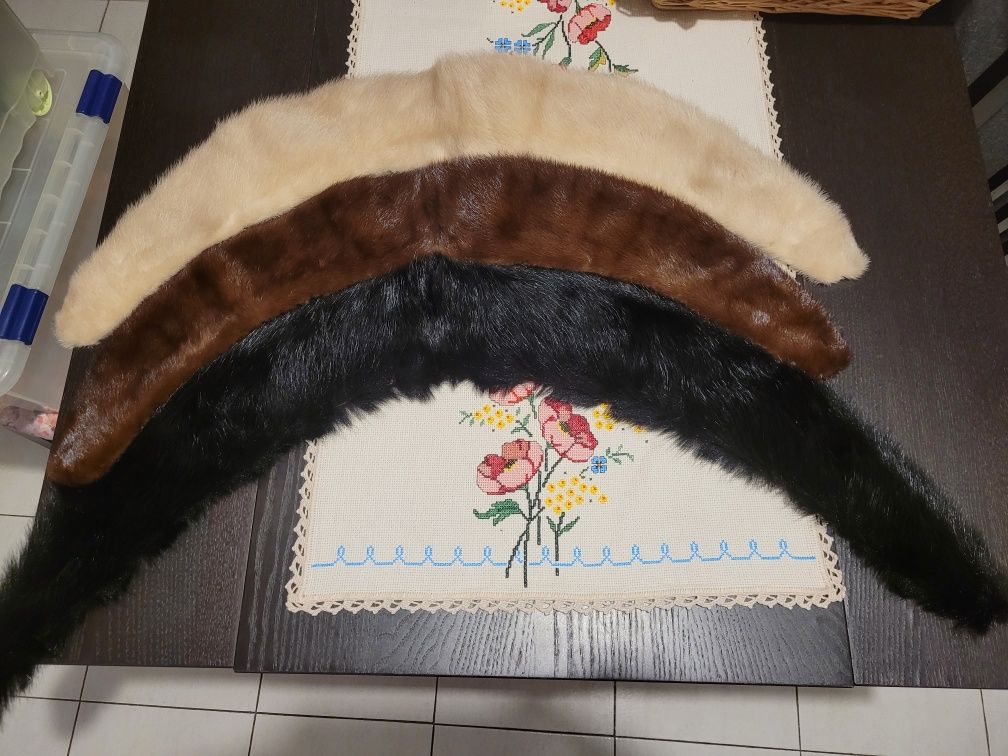 Golas de Vison preto, castanho e creme
