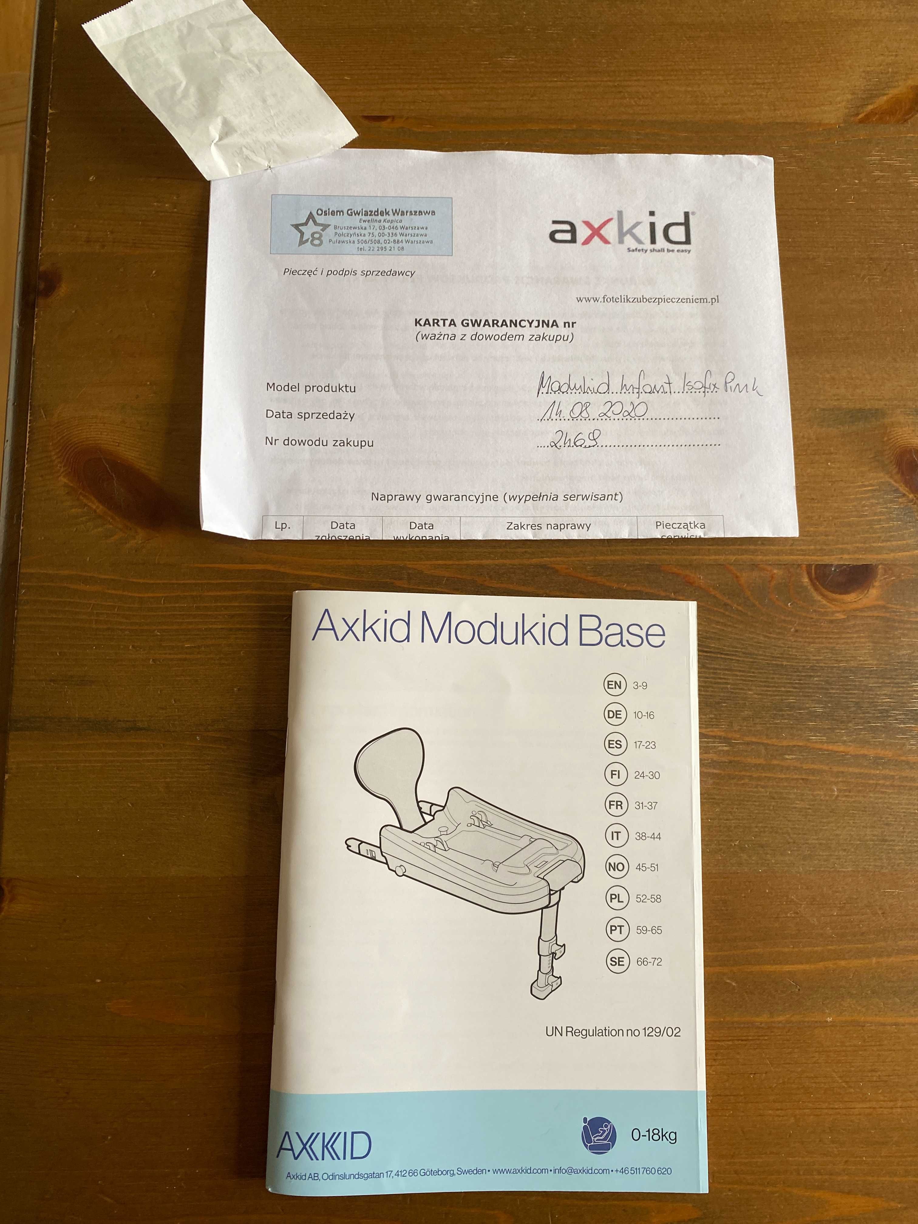 Axkid Modukid Infant + baza 0-13 kg różowy