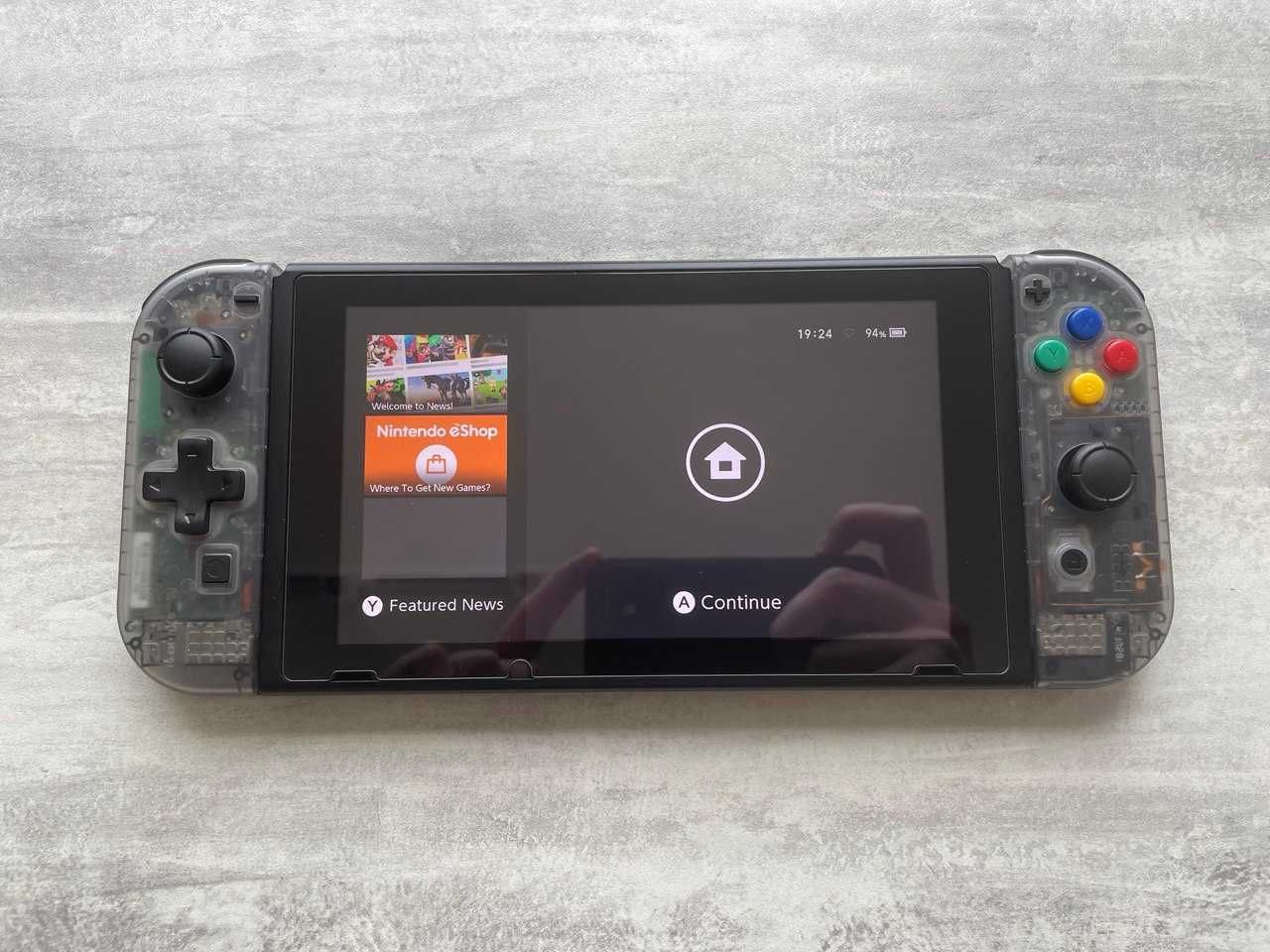 Ігрова приставка Nintendo Switch V1 (з кастомними прозорими Joy-Con)