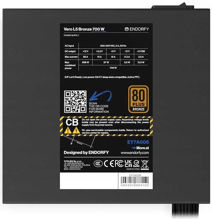 Zasilacz Endorfy Vero L5 Bronze 700W (EY7A006)