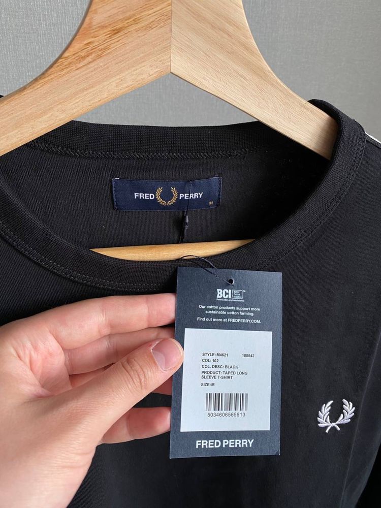 Лонгслів Fred Perry Original на лампасах, Світшот Фред Пері, Кофта