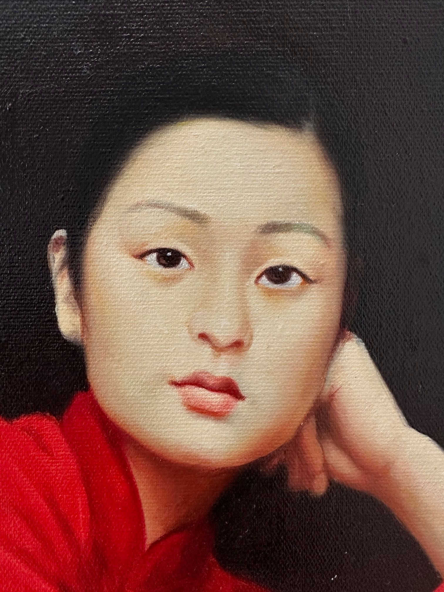 Pintura a óleo retrato de uma mulher asiática reclinada 118 x 93