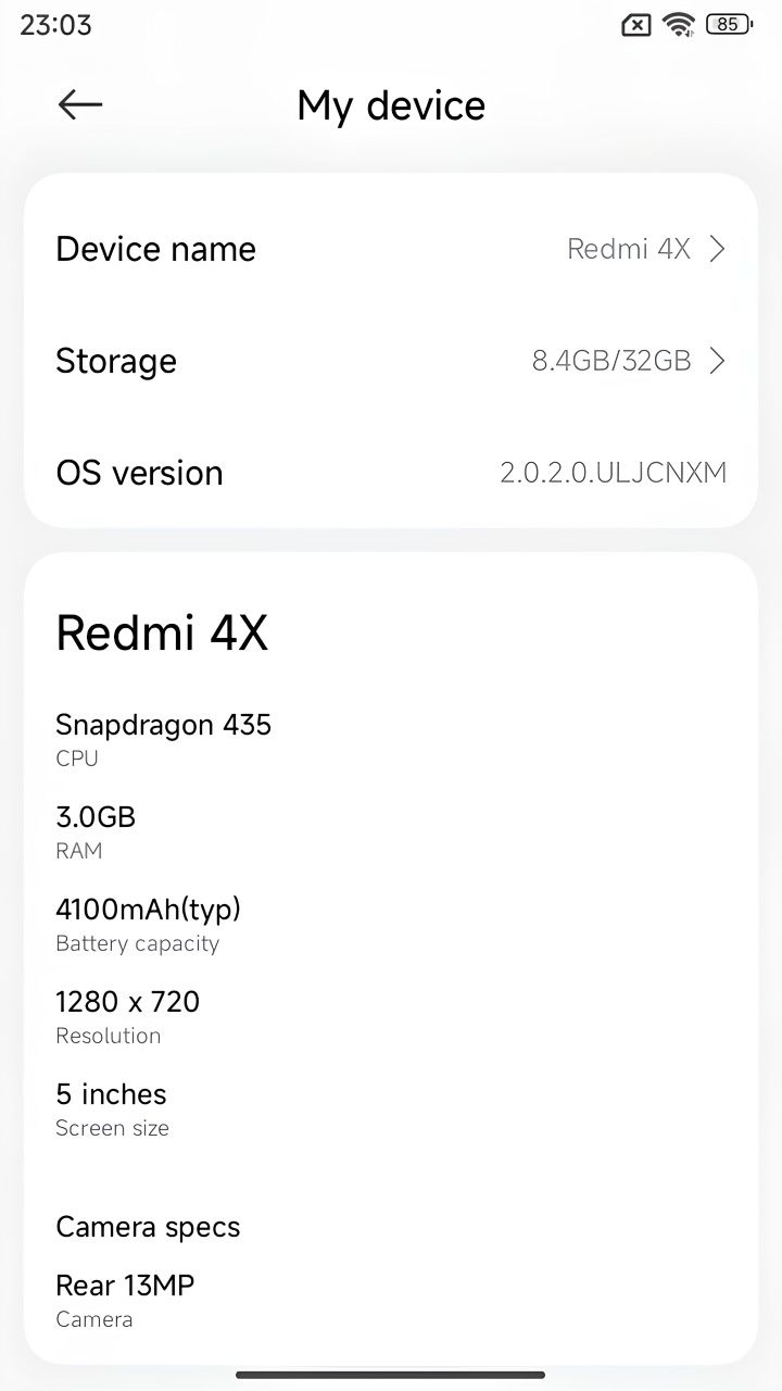 Smartfon Xiaomi Redmi 4X (3/32 GB; oryginalne pudełko, case, szkło)