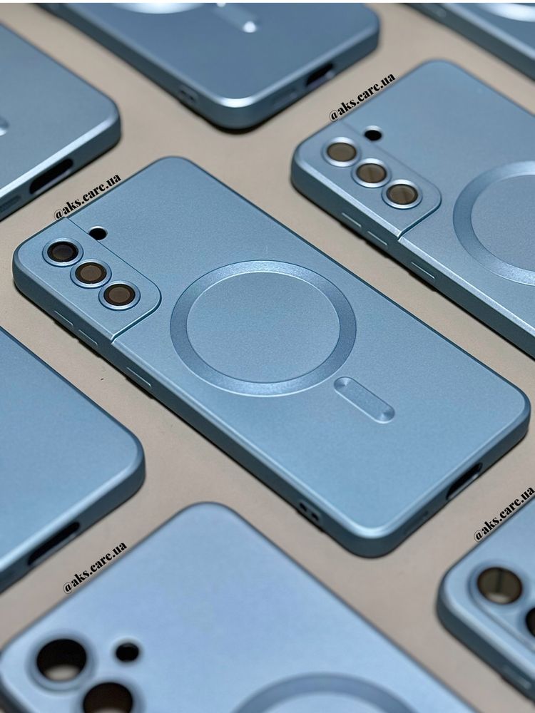 Блакитний бірюзовий силіконовий чохол MagSafe лінзами Samsung A/S/Note