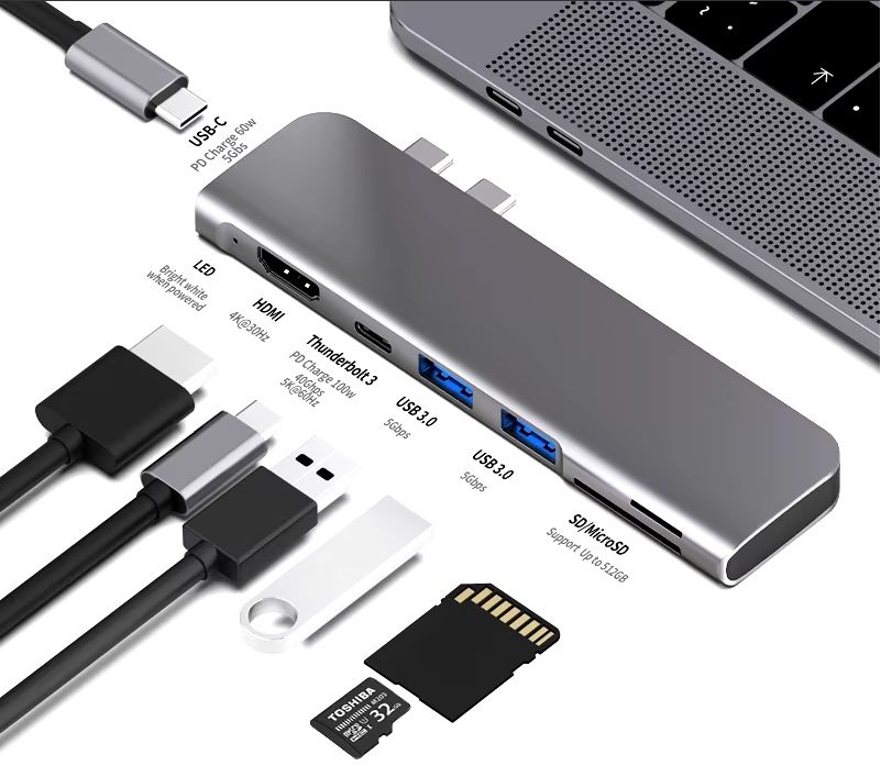 Перехідник USB C macbook apple pro 2018 2019 2020