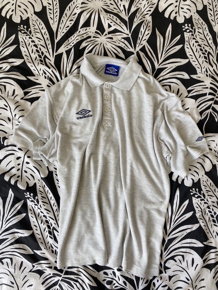 koszulka polo Umbro męska krótki rękaw jasna kremowa biała L bawełna