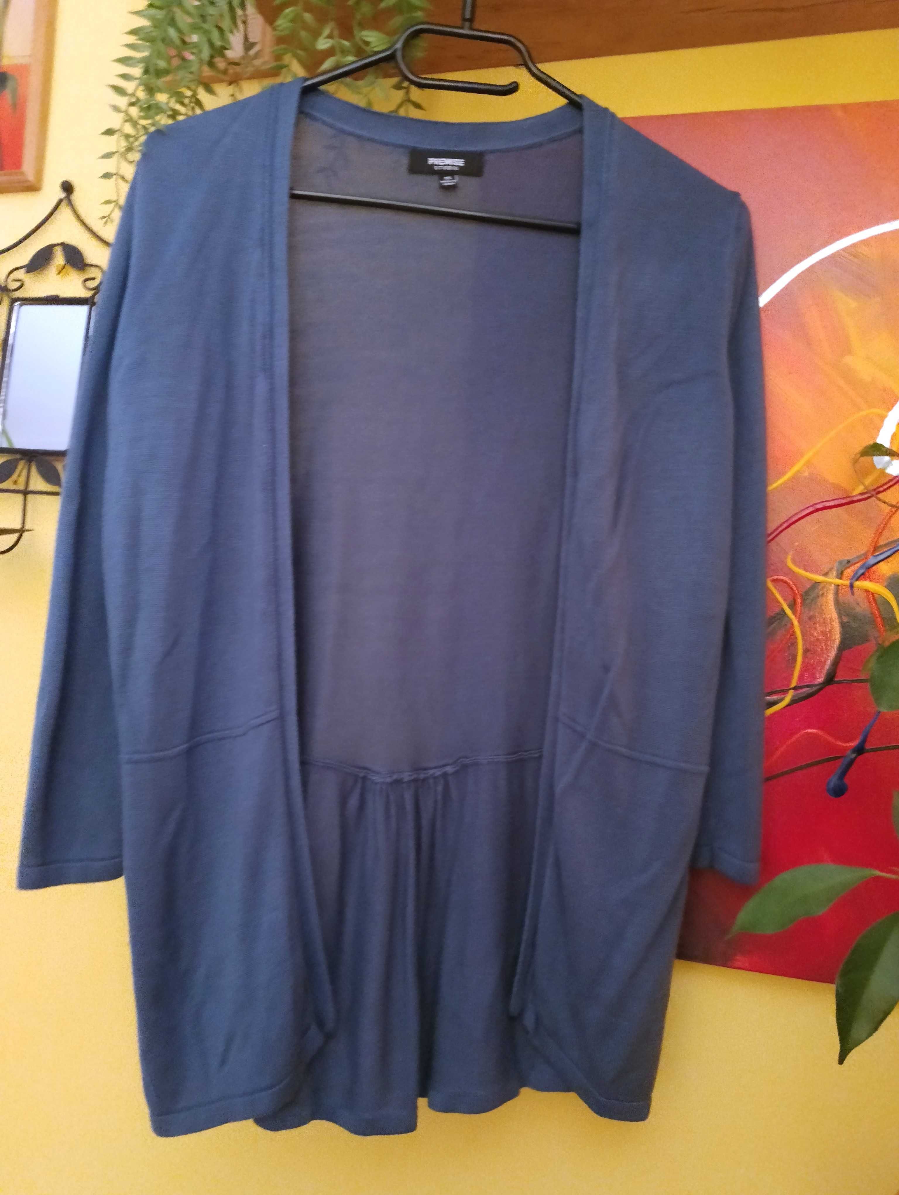nowy sweter 34/36 XS S kardigan narzutka niebieski