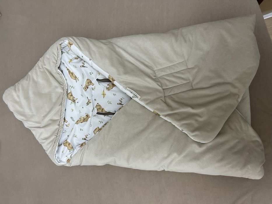 Otulacz do fotelika bawelniany velvet bajkowe wnętrza beżowy