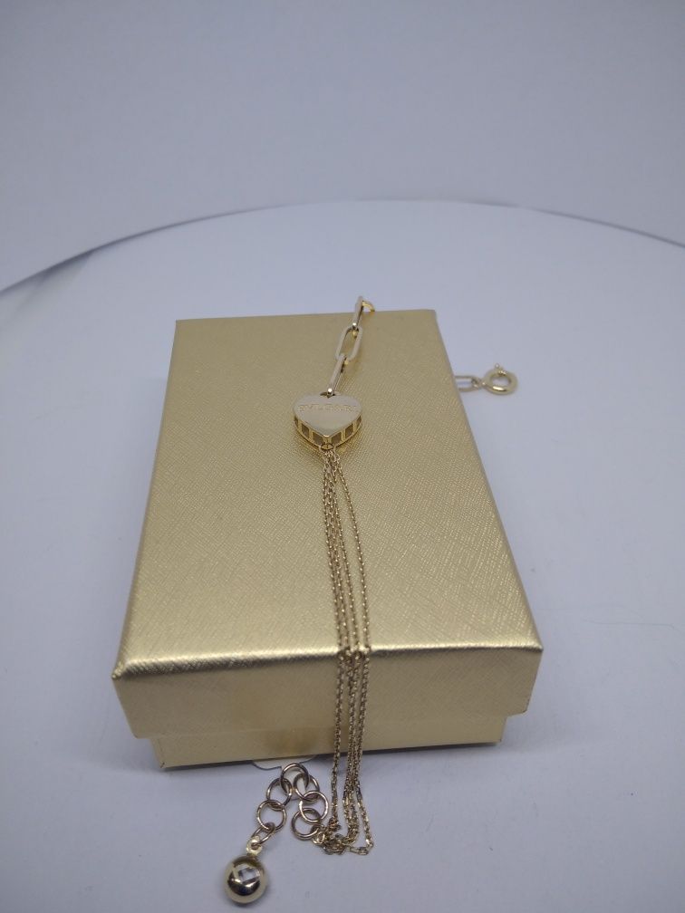 Złota piękna bransoletka z napisem złoto 585  20 cm  346
