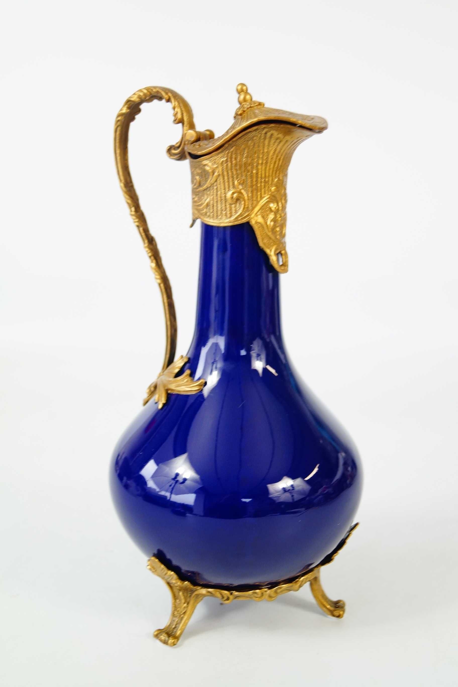 Dzbanek karafka porcelana + brąz kobaltowa