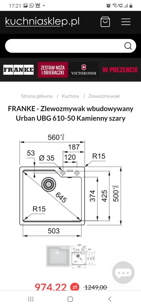 Sprzedam nowy zlewozmywak