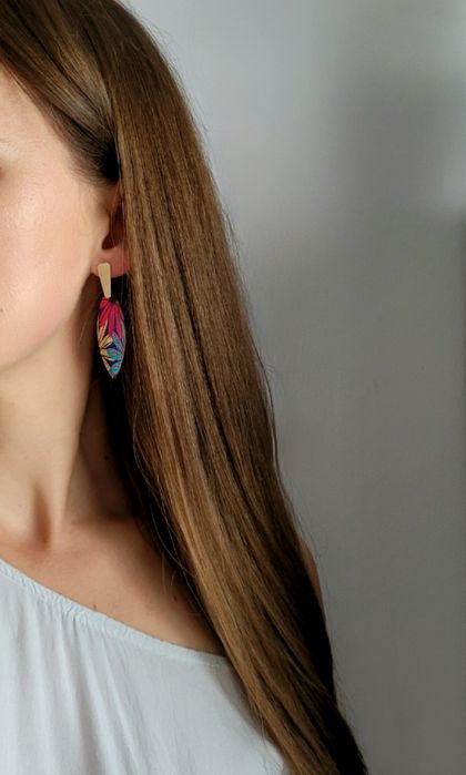 Kolczyki błystka rybia łuska długie kwiaty dla wędkarza rybaka