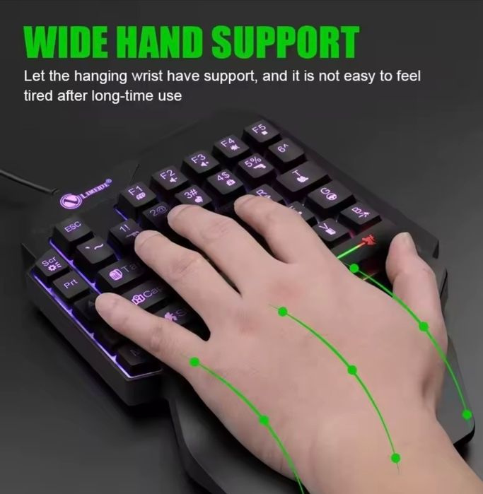 Ігрова клавіатура з RGB для ноутбука, смартфона, планшета, ПК