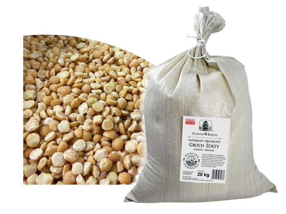 Groch Żółty na Grochówkę Łuskany Połówki bez Glifosatu 20 KG