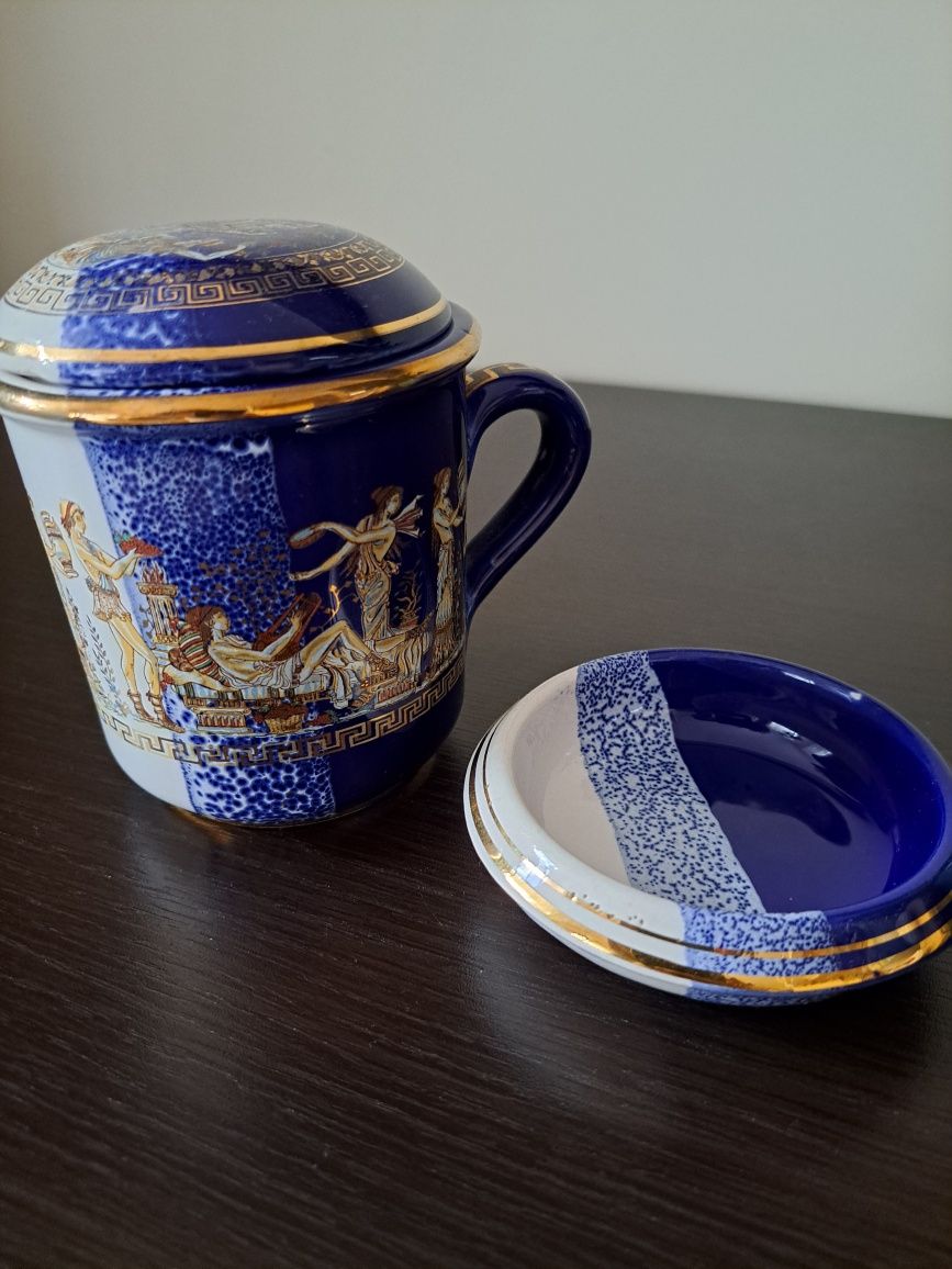 Grecka porcelana 24k złota kubek miseczka